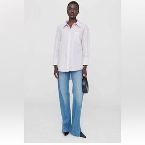 ANINE BING White/Lavender Stripe Mika Button Down Shirt XXS XS